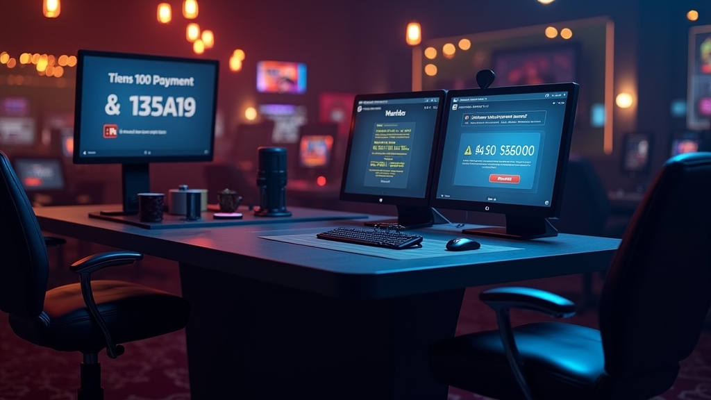 Pantalla de retiro y verificación en un casino con luces neón