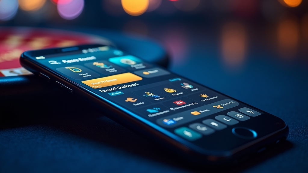 Pantalla de funciones móviles de la app en un entorno de casino