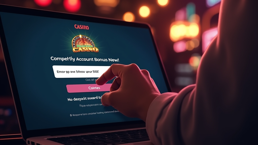 Usuario registrándose y activando un bono sin depósito en una cuenta de casino