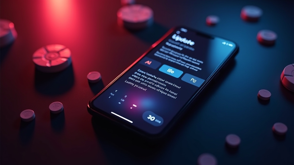 Pantalla de actualización de la app en un ambiente de casino oscuro